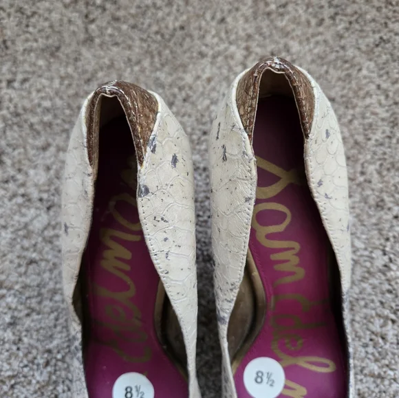 Sam Eldeman Snake Print Platform Womens Heels Size 8.5 Leather - Picture 4 of 13